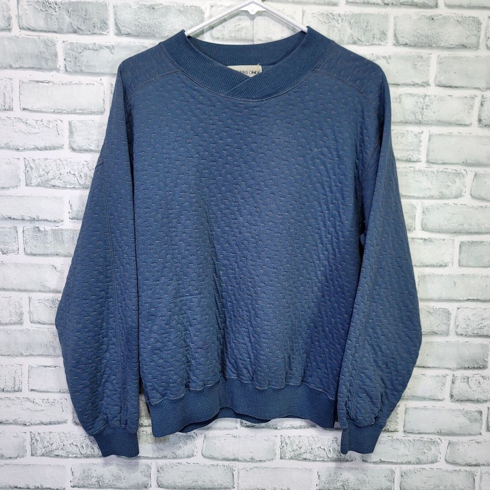 Vintage 80s Members Only Mens M Blue Textured‎ Lightweight Crew Neck Sweatshirt